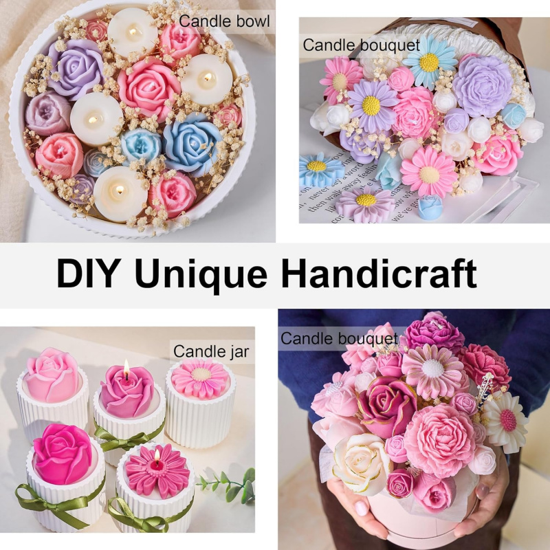 5Flower Candle Mold Set，3D Flo - Candle Making Kits review and price