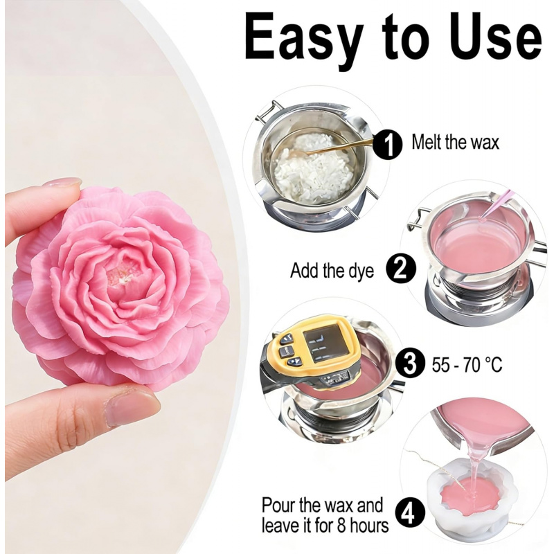 5Flower Candle Mold Set，3D Flo - Candle Making Kits review and price